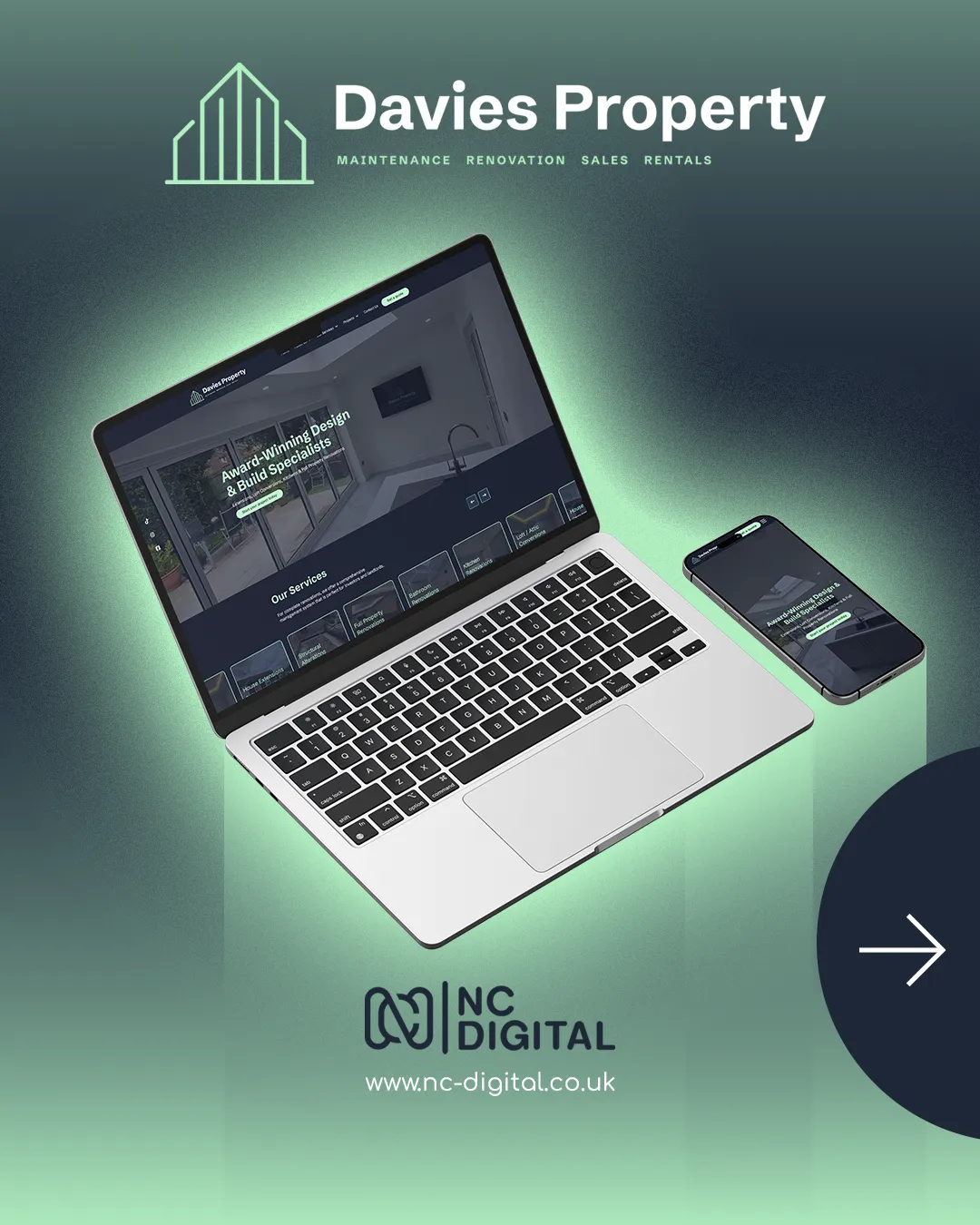 Davies Property Development website shown on devices