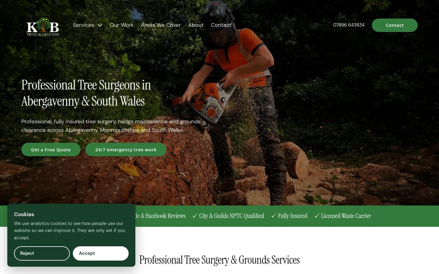 KB Trees and Grounds website homepage